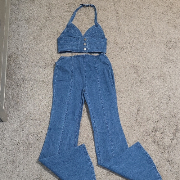 Fashion Nova Pants - Fashion Nova Blue Denim Set